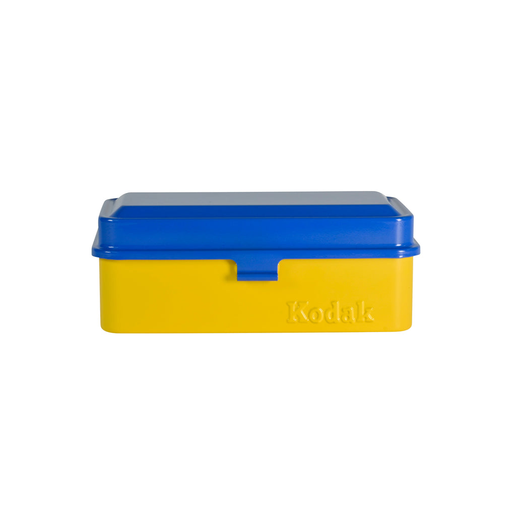 Kodak Steel 120/135 Film Case - Blue Lid / Yellow Body, open