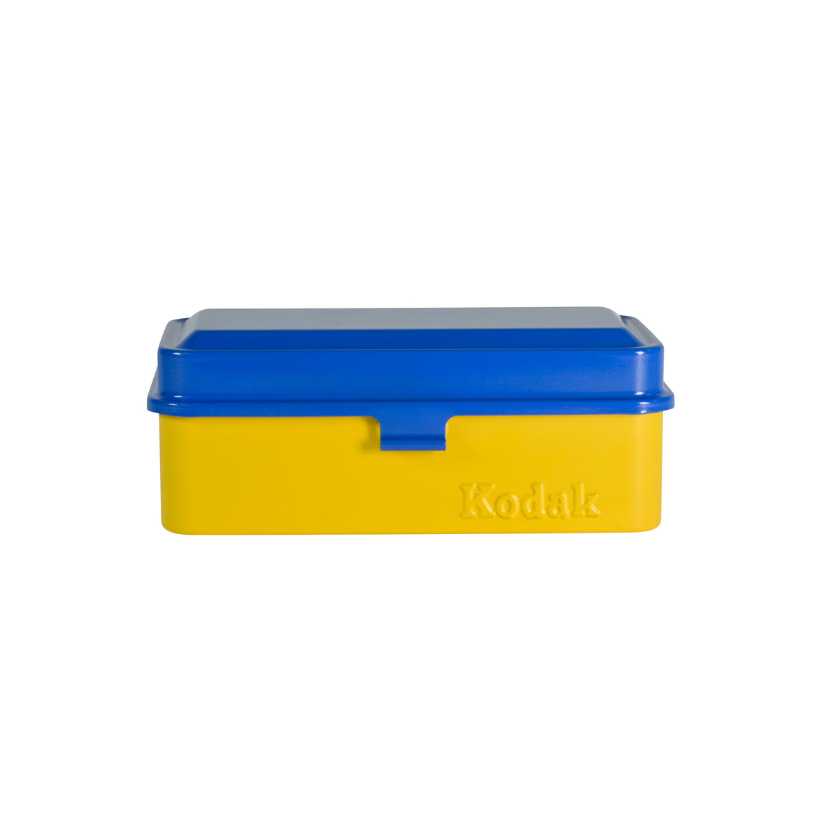 Kodak Steel 120/135 Film Case - Blue Lid / Yellow Body, open